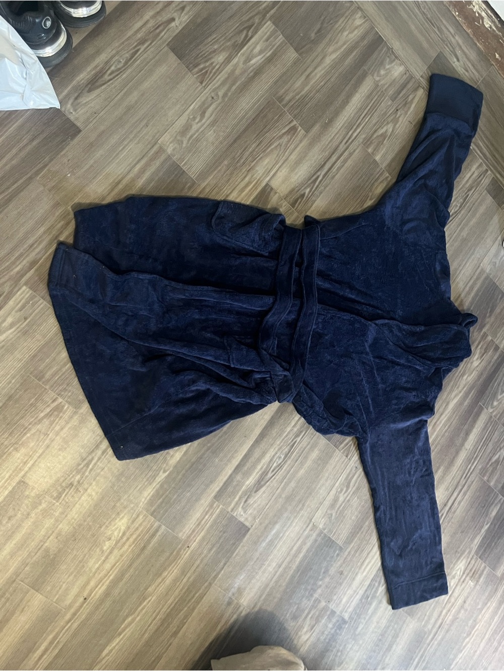 Men's Navy Plush Bathrobe with Belt